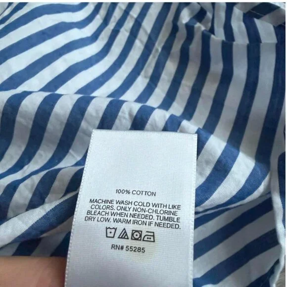 Express blue and white pin striped boyfriend button down shirt Size S - Picture 7 of 8